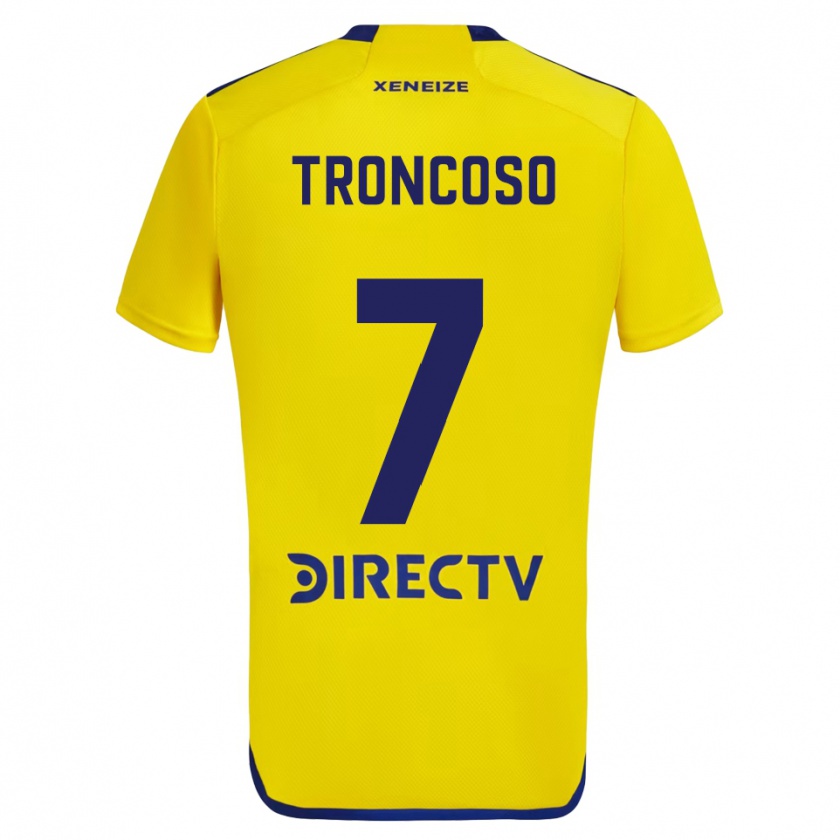 Kandiny Enfant Maillot Carolina Troncoso #7 Jaune Bleu Tenues Extérieur 2024/25 T-Shirt