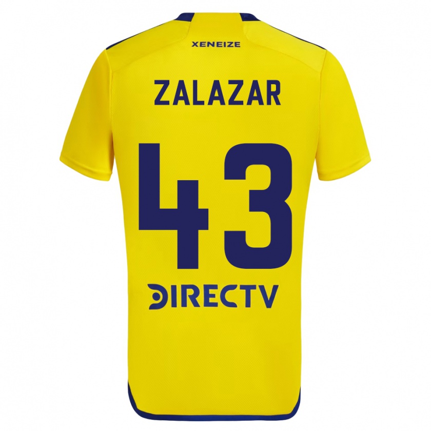 Kandiny Enfant Maillot Maximiliano Zalazar #43 Jaune Bleu Tenues Extérieur 2024/25 T-Shirt