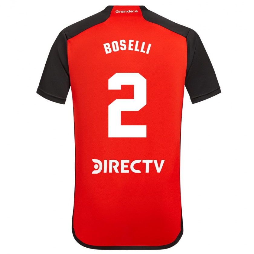 Kandiny Enfant Maillot Sebastián Boselli #2 Rouge Noir Blanc Tenues Extérieur 2024/25 T-Shirt