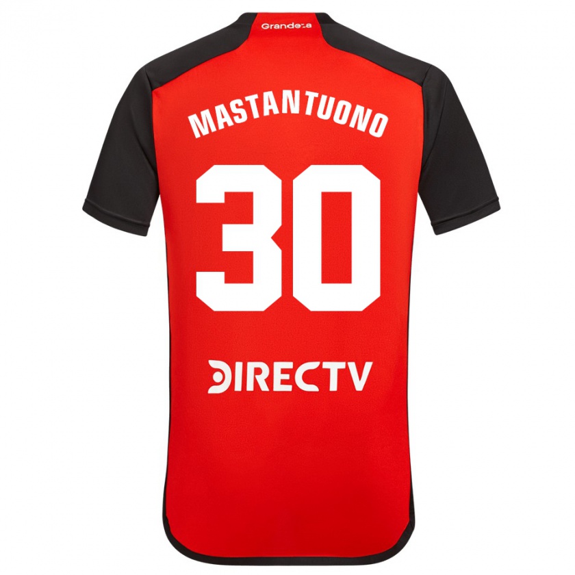 Kandiny Enfant Maillot Franco Mastantuono #30 Rouge Noir Blanc Tenues Extérieur 2024/25 T-Shirt