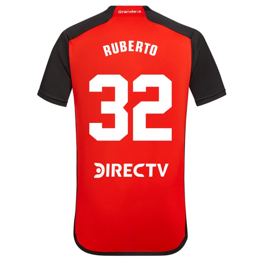 Kandiny Enfant Maillot Agustín Ruberto #32 Rouge Noir Blanc Tenues Extérieur 2024/25 T-Shirt