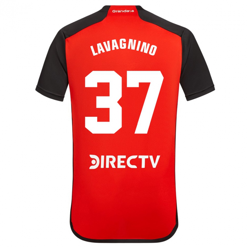 Kandiny Enfant Maillot Lucas Lavagnino #37 Rouge Noir Blanc Tenues Extérieur 2024/25 T-Shirt