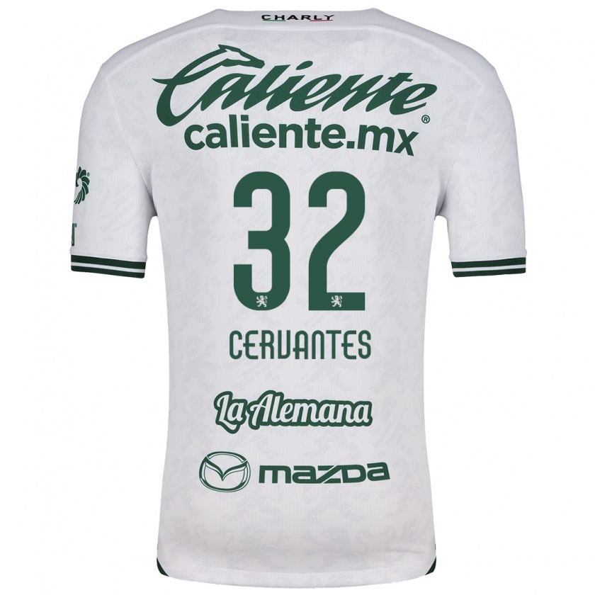 Kandiny Enfant Maillot Luis Cervantes #32 Blanc Vert Tenues Extérieur 2024/25 T-Shirt