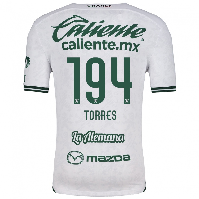 Kandiny Enfant Maillot Erick Torres #194 Blanc Vert Tenues Extérieur 2024/25 T-Shirt