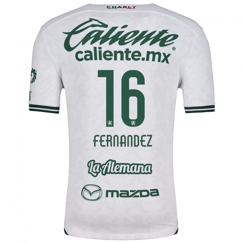 Kandiny Enfant Maillot Omar Fernández #16 Blanc Vert Tenues Extérieur 2024/25 T-Shirt