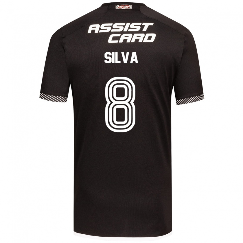 Kandiny Enfant Maillot Bastián Silva #8 Noir Blanc Tenues Extérieur 2024/25 T-Shirt