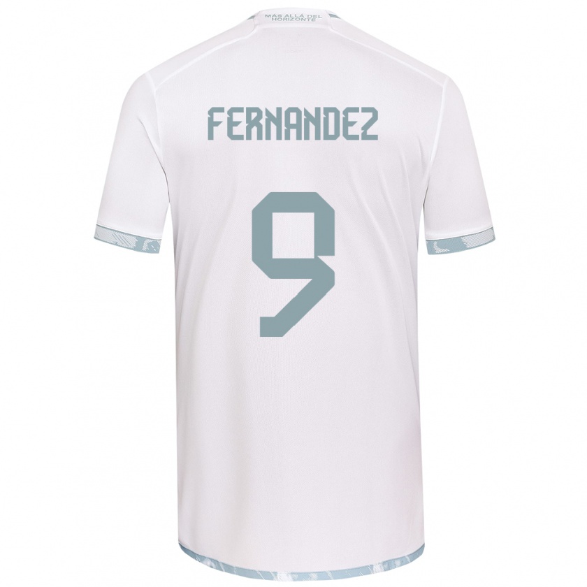 Kandiny Enfant Maillot Leandro Fernández #9 Blanc Gris Tenues Extérieur 2024/25 T-Shirt