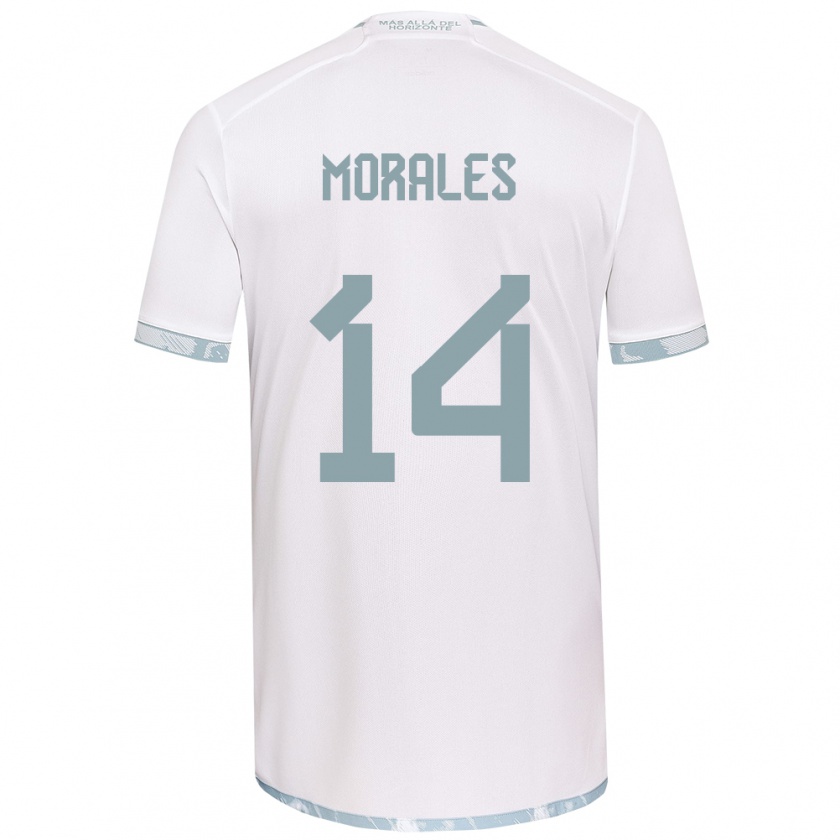 Kandiny Enfant Maillot Marcelo Morales #14 Blanc Gris Tenues Extérieur 2024/25 T-Shirt