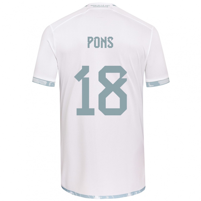 Kandiny Enfant Maillot Luciano Pons #18 Blanc Gris Tenues Extérieur 2024/25 T-Shirt