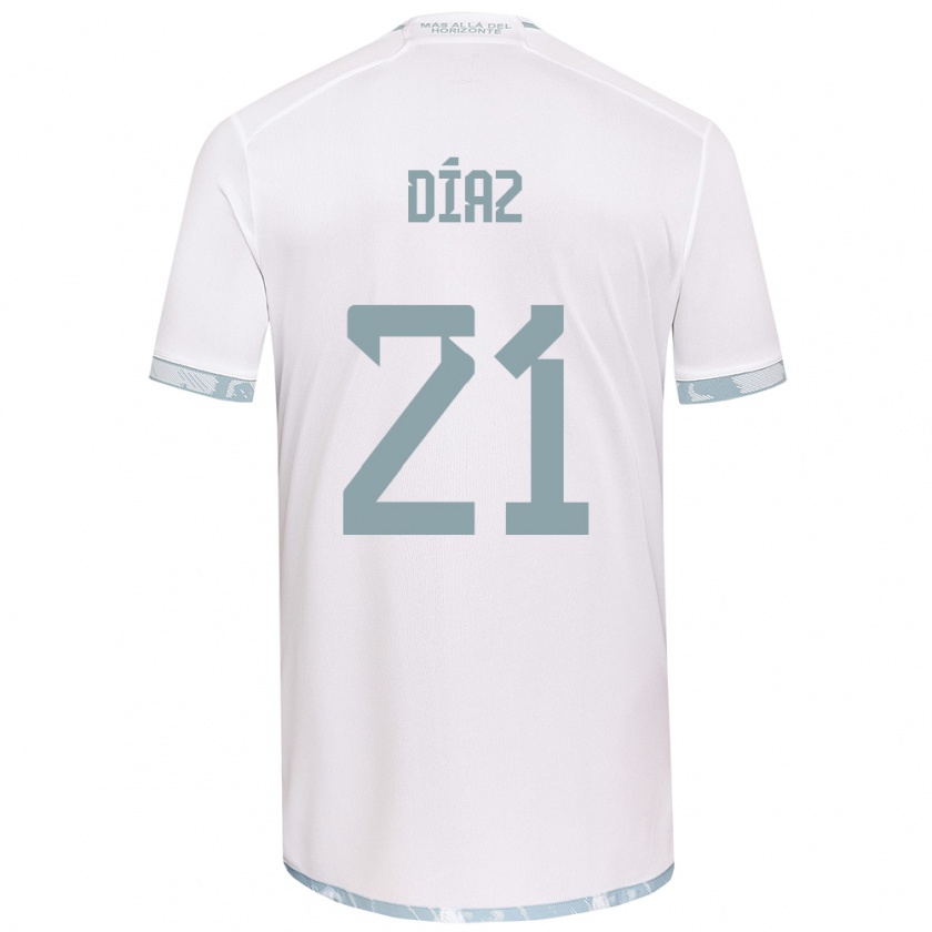 Kandiny Enfant Maillot Marcelo Díaz #21 Blanc Gris Tenues Extérieur 2024/25 T-Shirt