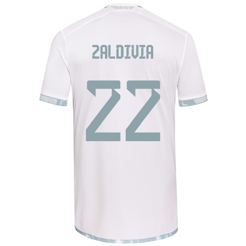 Kandiny Enfant Maillot Matías Zaldivia #22 Blanc Gris Tenues Extérieur 2024/25 T-Shirt