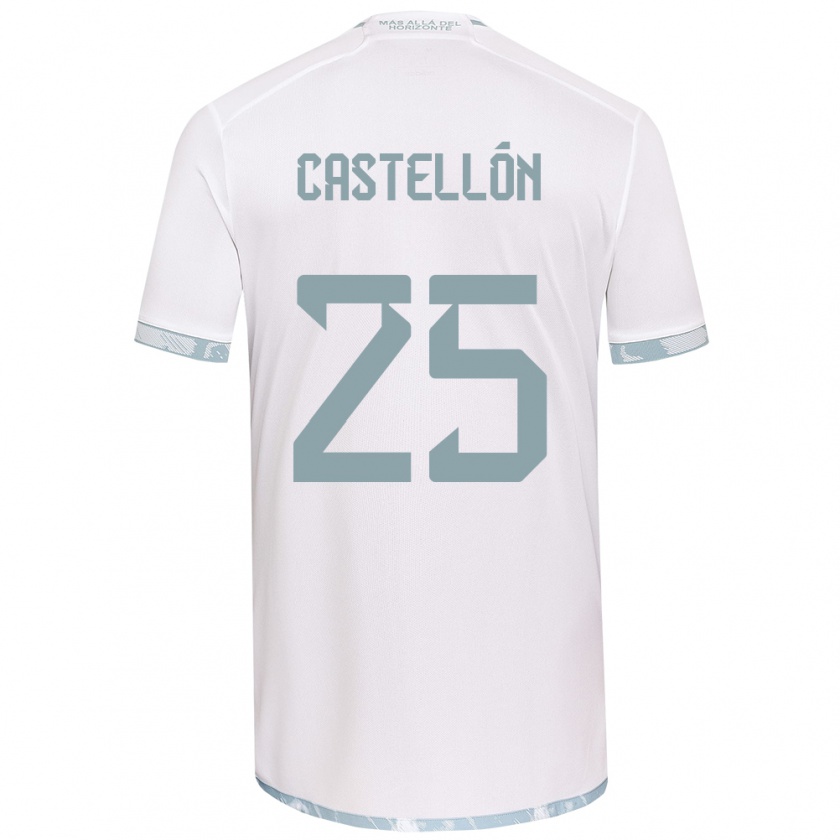 Kandiny Enfant Maillot Gabriel Castellón #25 Blanc Gris Tenues Extérieur 2024/25 T-Shirt