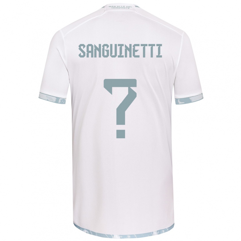 Kandiny Enfant Maillot Fernando Sanguinetti #0 Blanc Gris Tenues Extérieur 2024/25 T-Shirt