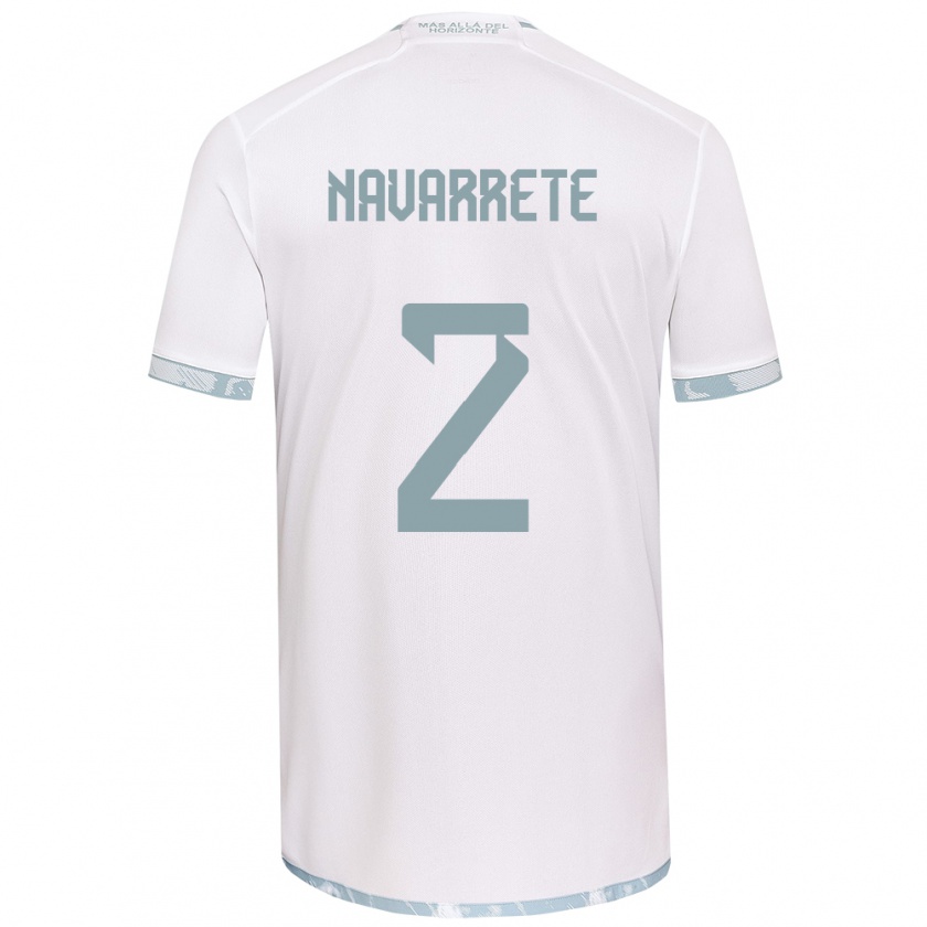 Kandiny Enfant Maillot Daniel Navarrete #2 Blanc Gris Tenues Extérieur 2024/25 T-Shirt