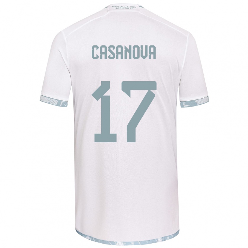 Kandiny Enfant Maillot Luis Casanova #17 Blanc Gris Tenues Extérieur 2024/25 T-Shirt