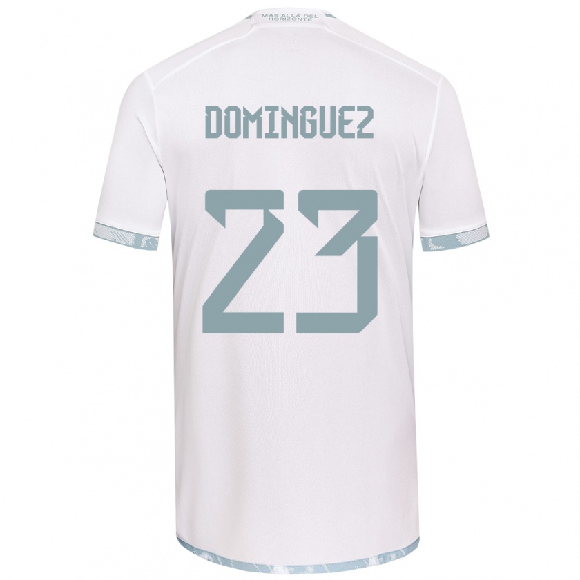 Kandiny Enfant Maillot Nery Domínguez #23 Blanc Gris Tenues Extérieur 2024/25 T-Shirt