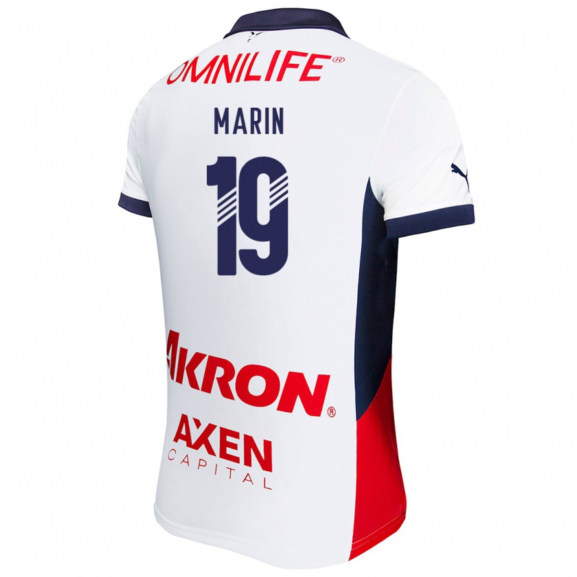 Kandiny Enfant Maillot Ricardo Marín #19 Blanc Rouge Bleu Tenues Extérieur 2024/25 T-Shirt