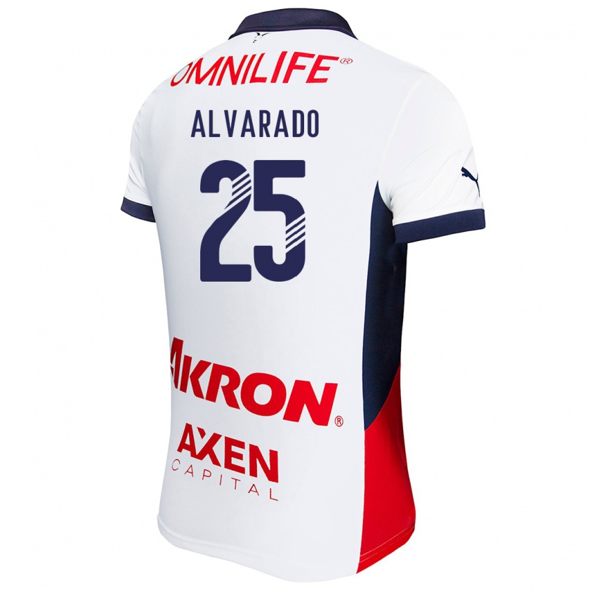 Kandiny Enfant Maillot Roberto Alvarado #25 Blanc Rouge Bleu Tenues Extérieur 2024/25 T-Shirt