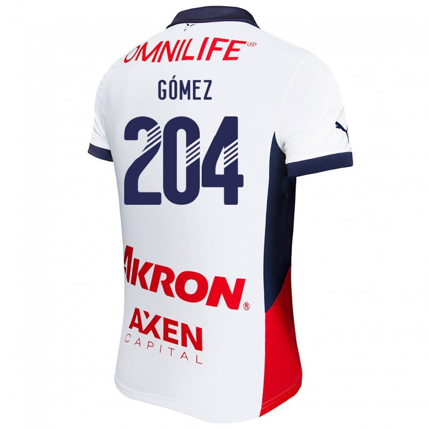 Kandiny Enfant Maillot Luis Gómez #204 Blanc Rouge Bleu Tenues Extérieur 2024/25 T-Shirt