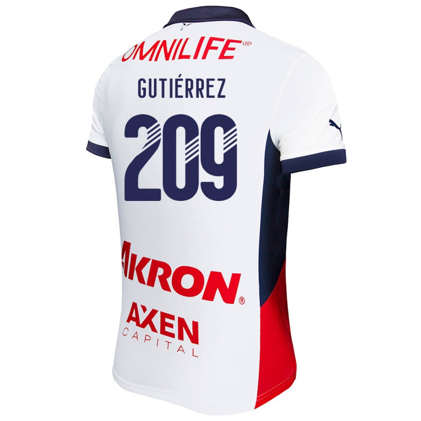 Kandiny Enfant Maillot Edgar Gutiérrez #209 Blanc Rouge Bleu Tenues Extérieur 2024/25 T-Shirt