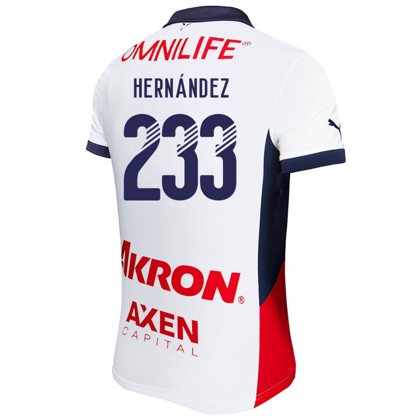 Kandiny Enfant Maillot Zinedine Hernández #233 Blanc Rouge Bleu Tenues Extérieur 2024/25 T-Shirt