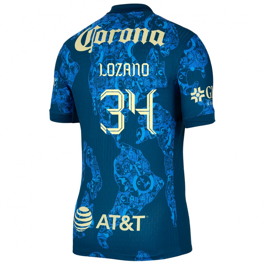 Kandiny Enfant Maillot Esteban Lozano #34 Bleu Jaune Tenues Extérieur 2024/25 T-Shirt