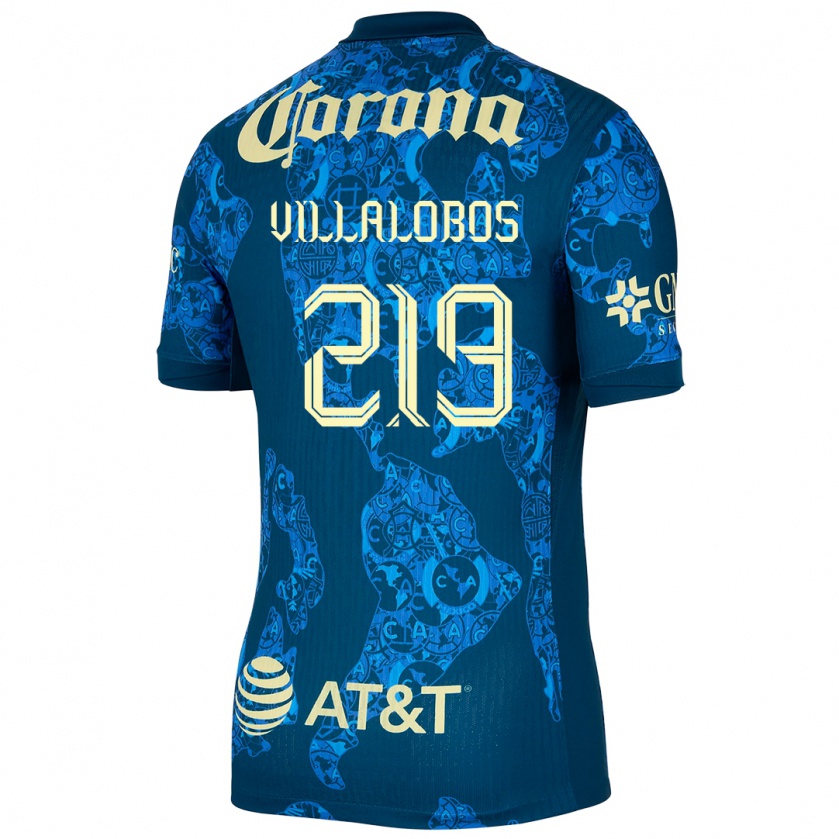 Kandiny Enfant Maillot Patricio Villalobos #219 Bleu Jaune Tenues Extérieur 2024/25 T-Shirt