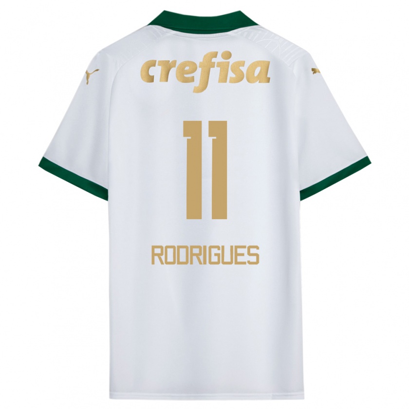 Kandiny Enfant Maillot Bruno Rodrigues #11 Blanc Vert Tenues Extérieur 2024/25 T-Shirt