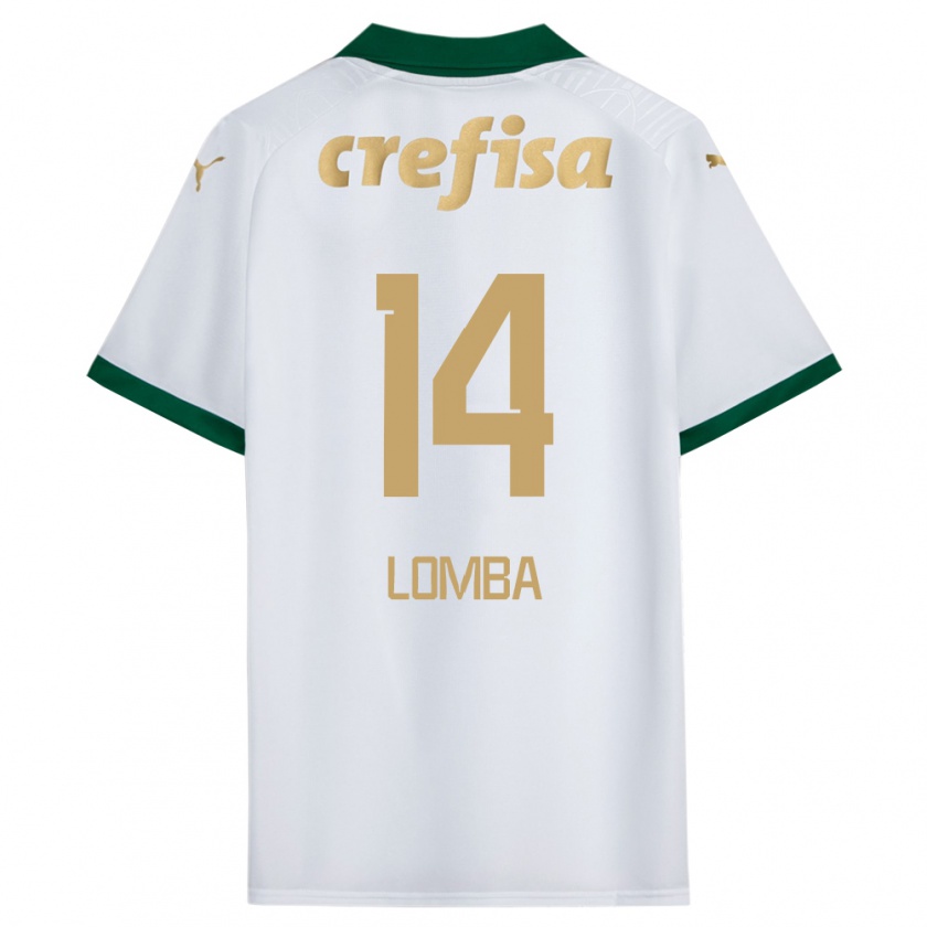 Kandiny Enfant Maillot Marcelo Lomba #14 Blanc Vert Tenues Extérieur 2024/25 T-Shirt