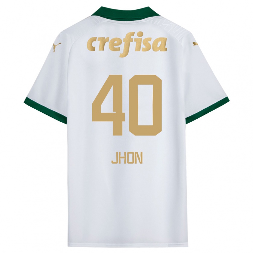 Kandiny Enfant Maillot Jhon Jhon #40 Blanc Vert Tenues Extérieur 2024/25 T-Shirt