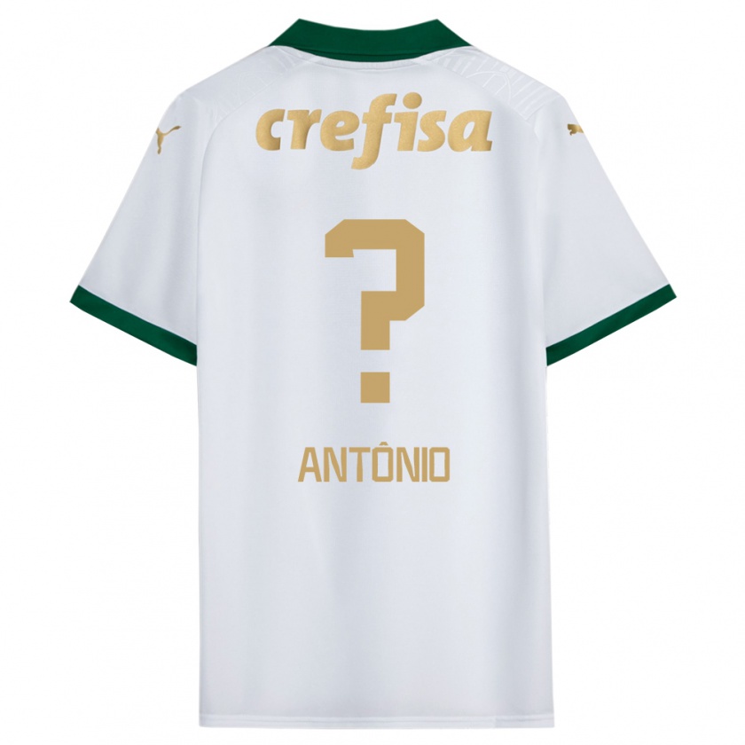 Kandiny Enfant Maillot Diogo Antônio #0 Blanc Vert Tenues Extérieur 2024/25 T-Shirt