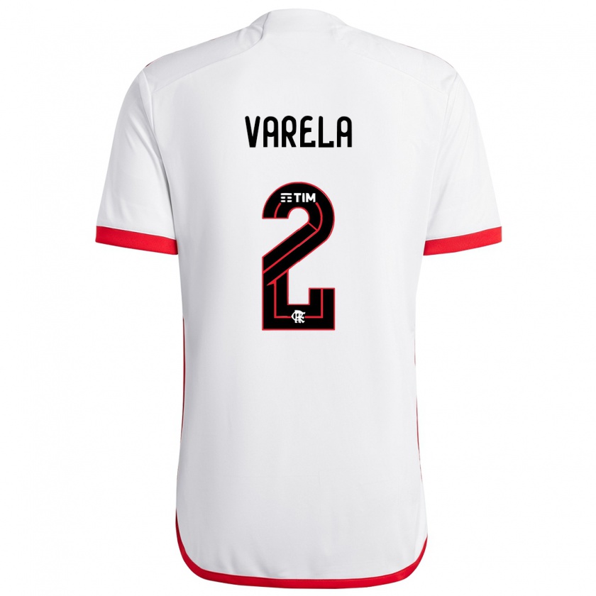 Kandiny Enfant Maillot Guillermo Varela #2 Blanc Rouge Tenues Extérieur 2024/25 T-Shirt