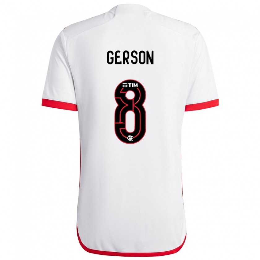 Kandiny Enfant Maillot Gerson #8 Blanc Rouge Tenues Extérieur 2024/25 T-Shirt