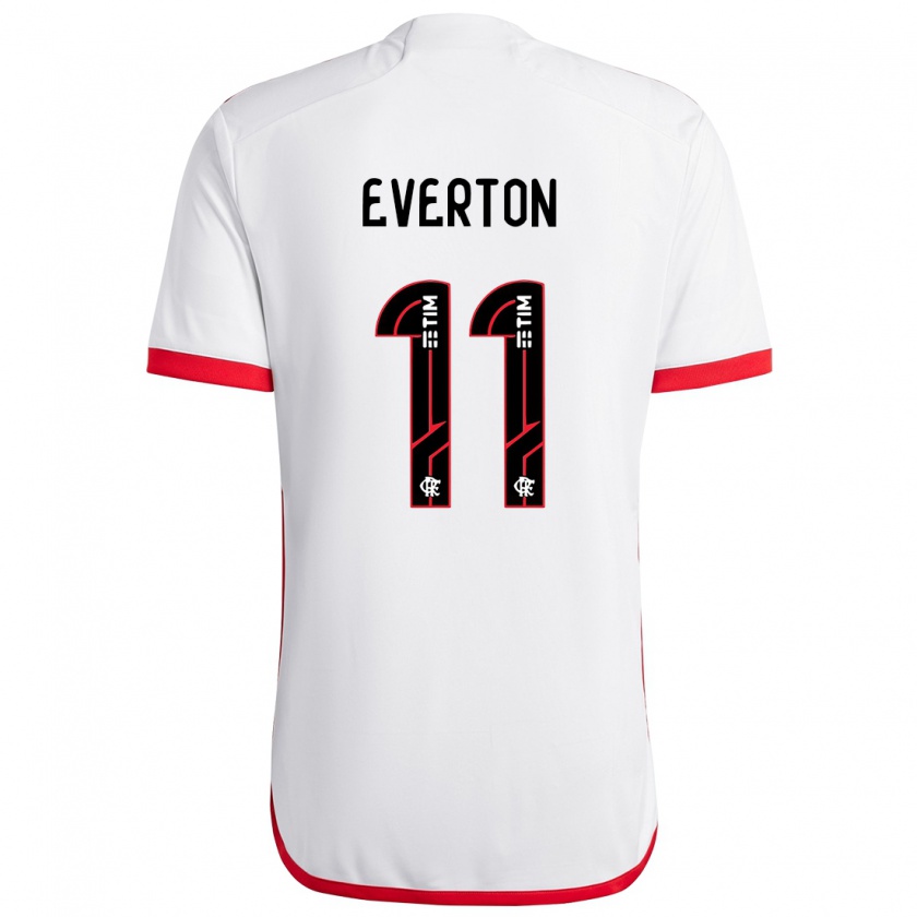 Kandiny Enfant Maillot Everton #11 Blanc Rouge Tenues Extérieur 2024/25 T-Shirt