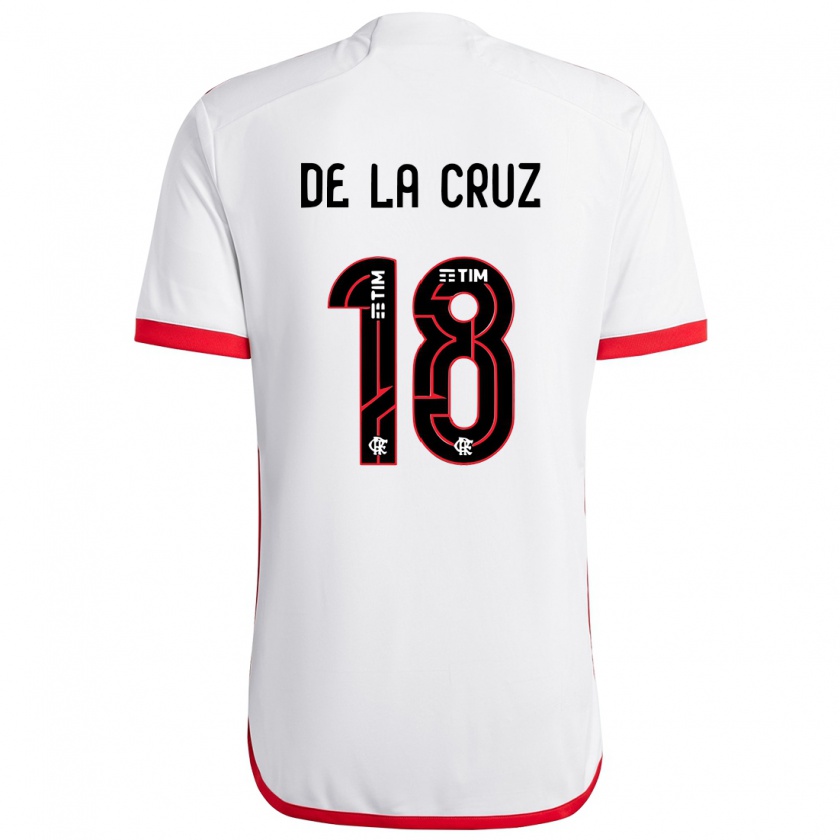 Kandiny Enfant Maillot Nicolás De La Cruz #18 Blanc Rouge Tenues Extérieur 2024/25 T-Shirt