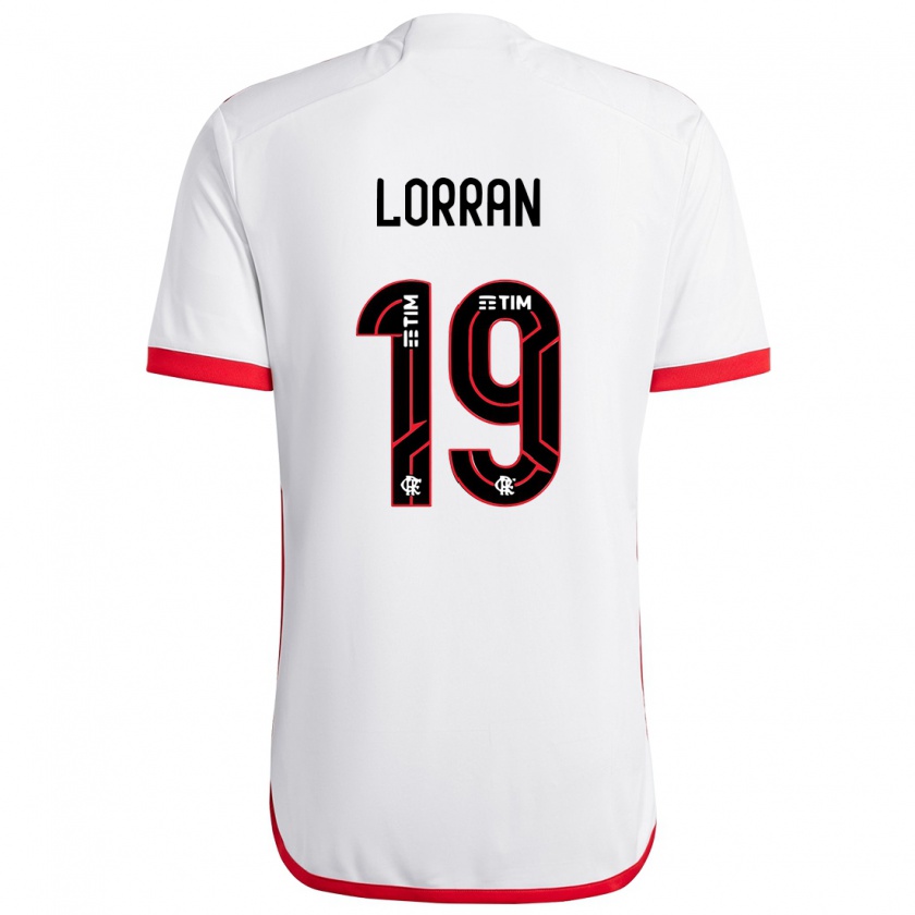 Kandiny Enfant Maillot Lorran #19 Blanc Rouge Tenues Extérieur 2024/25 T-Shirt