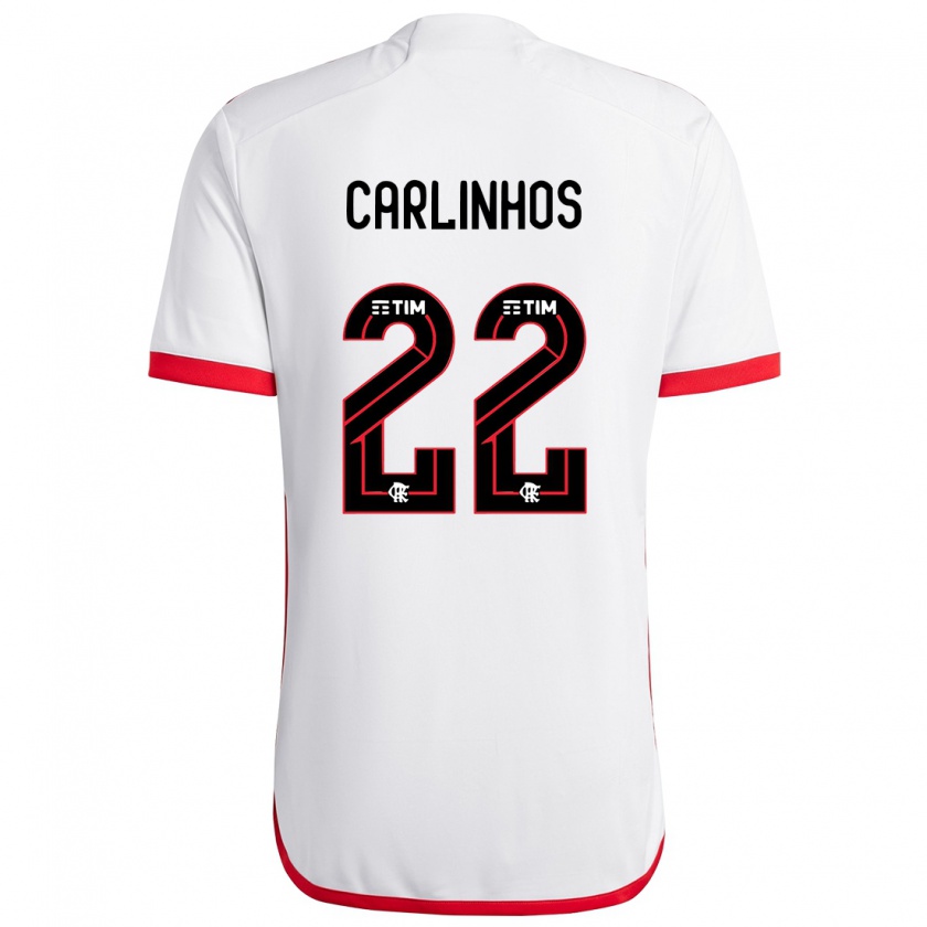 Kandiny Enfant Maillot Carlinhos #22 Blanc Rouge Tenues Extérieur 2024/25 T-Shirt