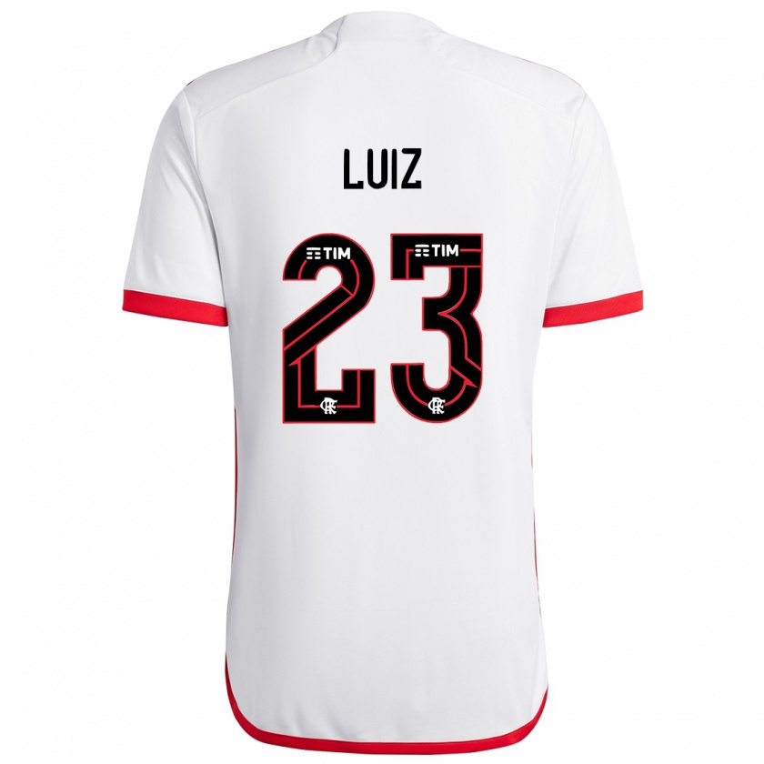 Kandiny Enfant Maillot David Luiz #23 Blanc Rouge Tenues Extérieur 2024/25 T-Shirt