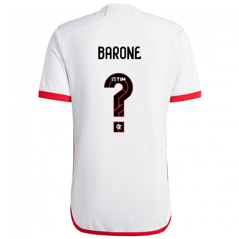 Kandiny Enfant Maillot Caio Barone #0 Blanc Rouge Tenues Extérieur 2024/25 T-Shirt