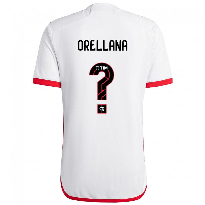 Kandiny Enfant Maillot Joan Orellana #0 Blanc Rouge Tenues Extérieur 2024/25 T-Shirt