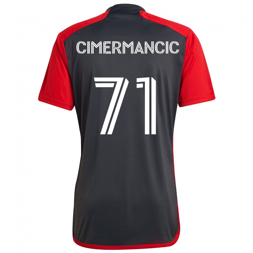 Kandiny Homme Maillot Markus Cimermancic #71 Rouge Gris Tenues Domicile 2024/25 T-Shirt