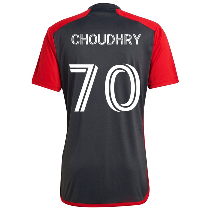 Kandiny Homme Maillot Benjamin Choudhry #70 Rouge Gris Tenues Domicile 2024/25 T-Shirt