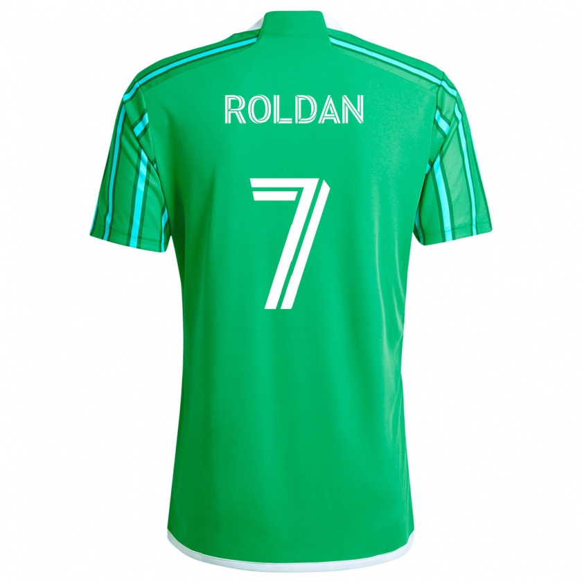 Kandiny Homme Maillot Cristian Roldán #7 Vert Blanc Tenues Domicile 2024/25 T-Shirt