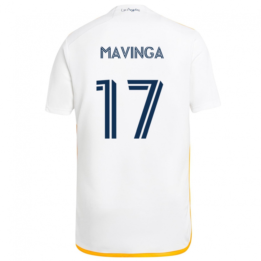 Kandiny Homme Maillot Chris Mavinga #17 Blanc Jaune Tenues Domicile 2024/25 T-Shirt