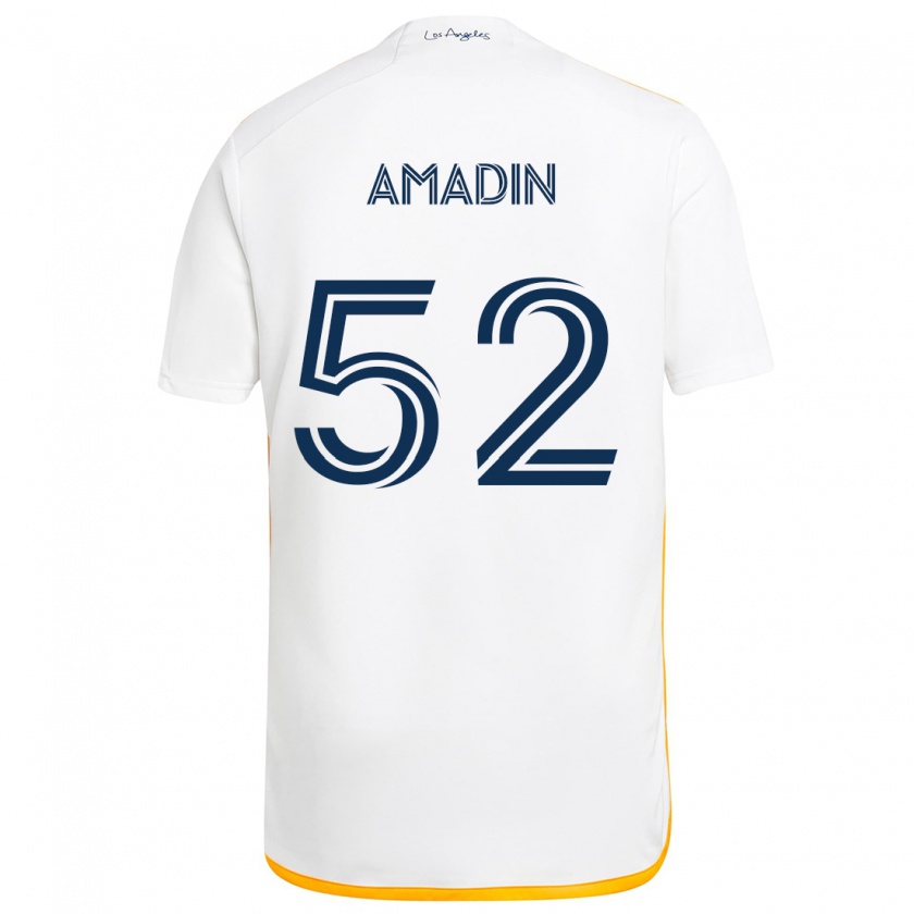 Kandiny Homme Maillot Elijah Amadin #52 Blanc Jaune Tenues Domicile 2024/25 T-Shirt