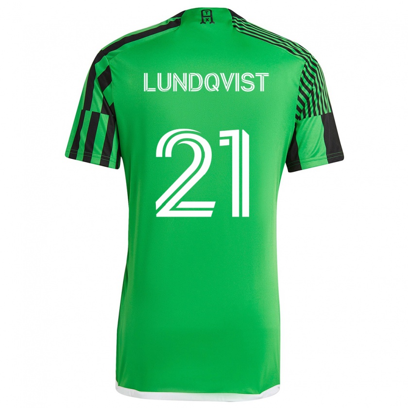 Kandiny Homme Maillot Adam Lundqvist #21 Vert Noir Tenues Domicile 2024/25 T-Shirt