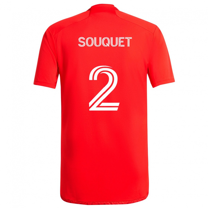 Kandiny Homme Maillot Arnaud Souquet #2 Rouge Blanc Tenues Domicile 2024/25 T-Shirt