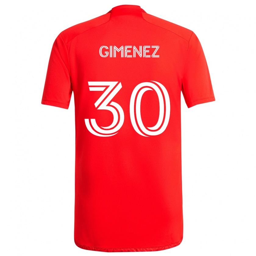 Kandiny Homme Maillot Gastón Giménez #30 Rouge Blanc Tenues Domicile 2024/25 T-Shirt