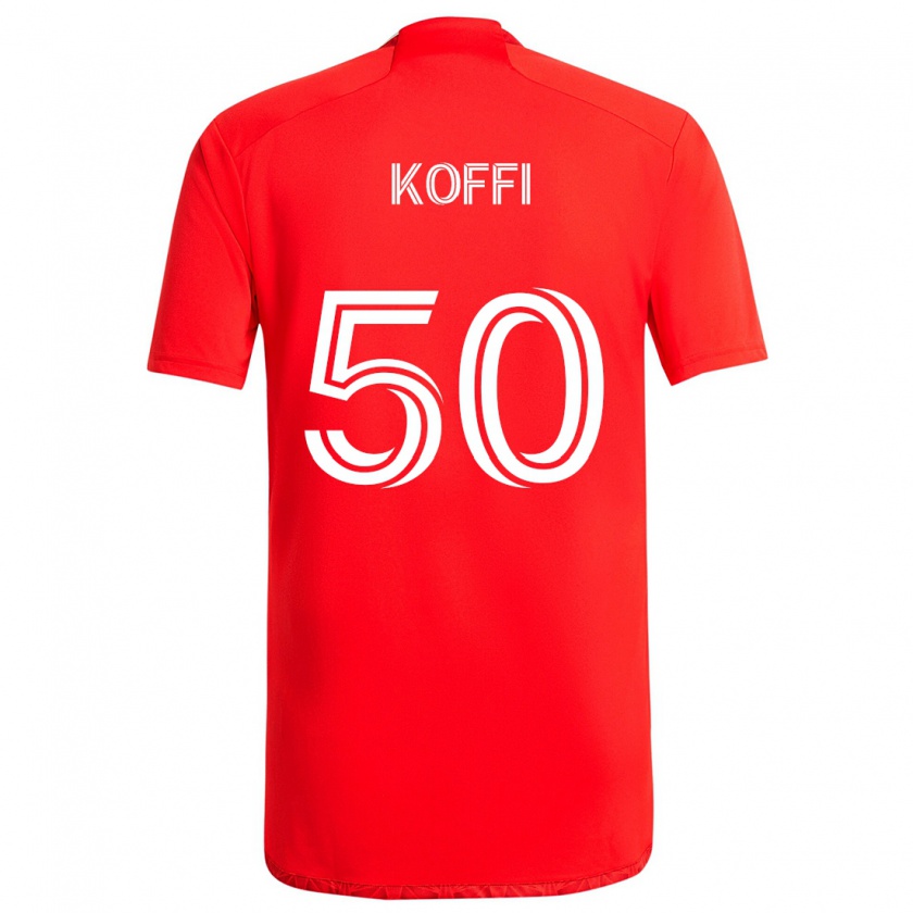 Kandiny Homme Maillot Christian Koffi #50 Rouge Blanc Tenues Domicile 2024/25 T-Shirt