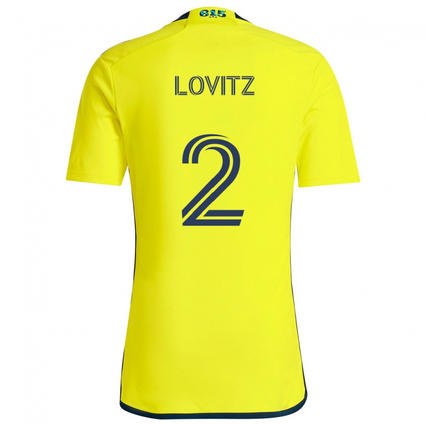 Kandiny Homme Maillot Daniel Lovitz #2 Jaune Bleu Tenues Domicile 2024/25 T-Shirt